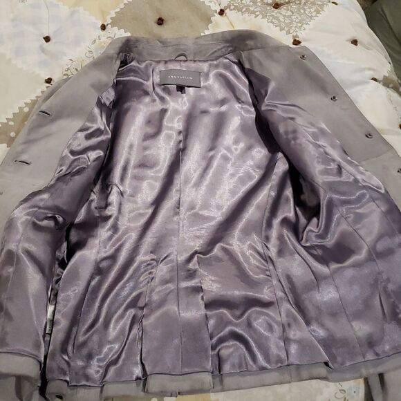 Very Nice Ann Taylor Gray Suede Leather Jacket Sz S - Picture 5 of 13